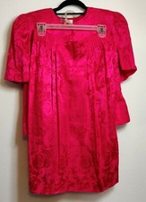 Adrianna Papell Pink 100 Silk Skirt Suit Size 12.