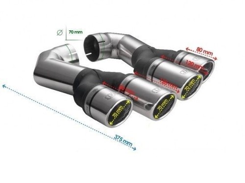 NEUF TOP MUFFLER TIPS VW TOUAREG 02-17 - NX2-70RS.1 SILENCER TAIL PIPE Ø2x70 - Imagen 3 de 3