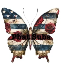 Sublimation Print American Butterfly Ready to Press Heat Transfer