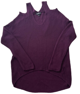 T-shirt Express Cold Shoulder Manches Longues - Bordeaux - Taille XS - Coton