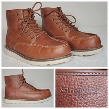 The Stronghold Los Angeles Classic Moc Toe 6" Boots Leather Brown Men's US 11