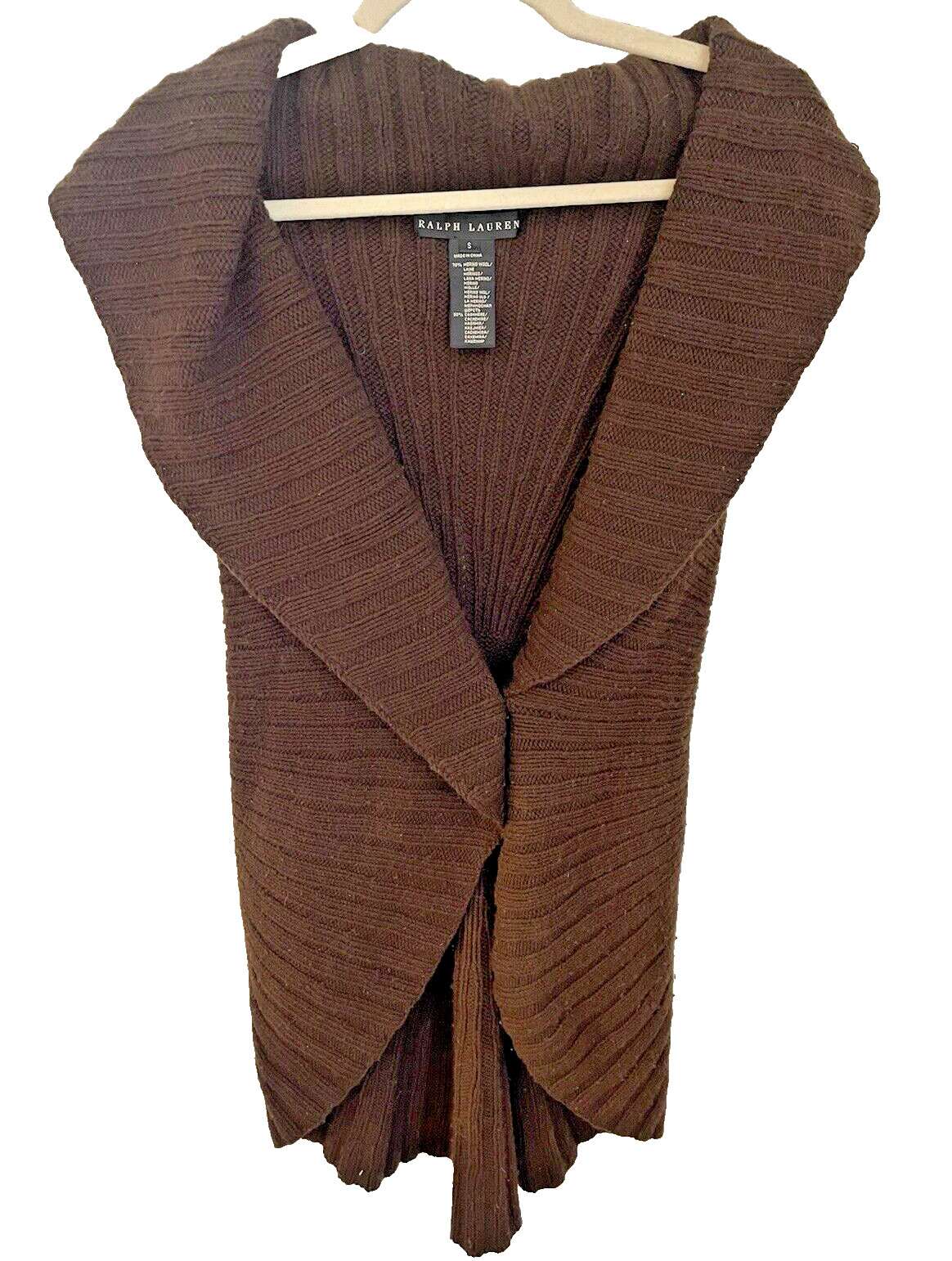 Ralph Lauren Black Label, Brown Wool & Cashmere Sleeveless Sweater Size Small
