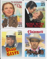 US Scott 2445-48, 1990, Classic Films, Mint Block of 4, OG, NH