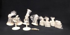 6 soportes de barra de cortina de metal crema y 40 anillos de cortina