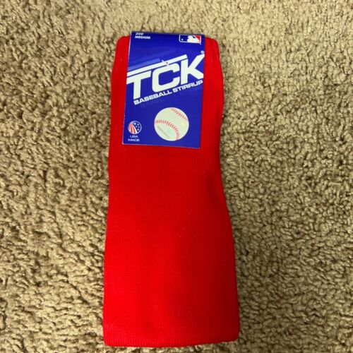 TCK Mens Stirrup Socks Medium Baseball Red Softball Pair Sports Solid Athletic - Picture 1 of 4