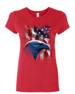 American Bald Eagle Women's T-Shirt American Flag 4th of July Patriotic Shirt