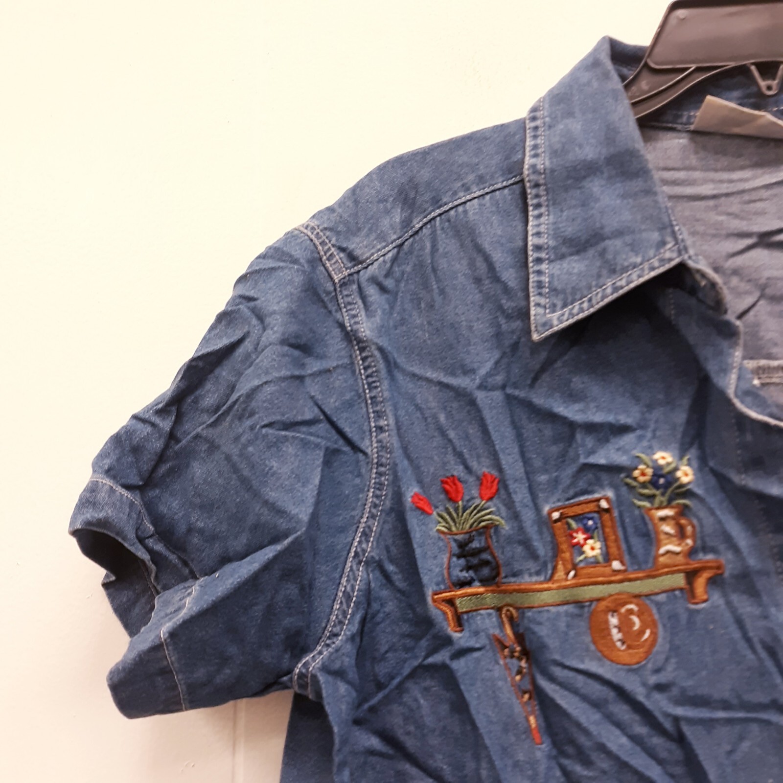 Basic Editions Womens Decorated Button up short S… - image 6