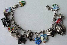 Antikes Silber 835 Armband mit Anhängern u. Wappen Bettelarmband Silber