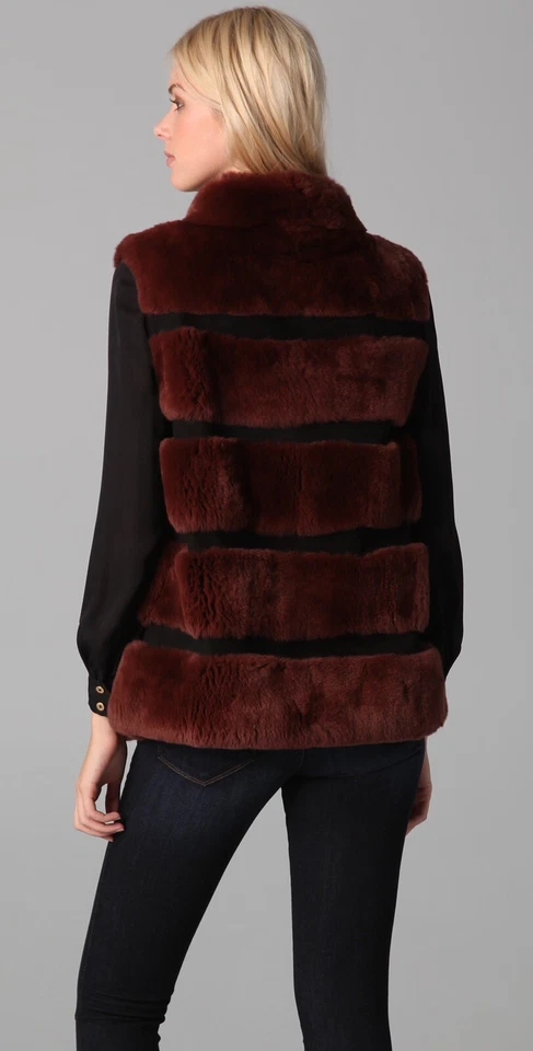 $975.00 Nuevo sin Etiquetas Diane Von Furstenberg DVF Chaleco de Piel y Gamuza Abrigo Talla Grande L NUEVO Foto 4 de 4