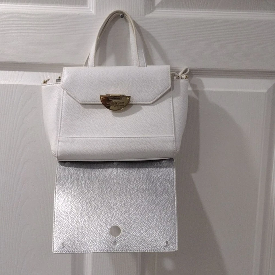 Bolsa de mão Samantha Vega couro branco 2 vias rosto removível - Imagem 2 de 4