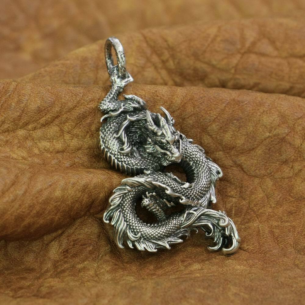 925 Sterling Silver Chinese Dragon Pendant Mens Biker Punk 925 Sterling Silver Chinese Dragon Pendant Mens Biker Punk