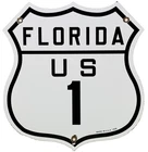 VINTAGE FLORIDA US 1 PORCELAIN METAL HIGHWAY SIGN GAS OIL ROAD SHIELD
