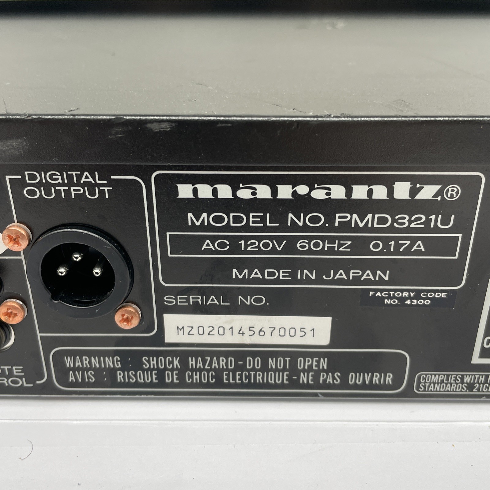 Marantz PMD321 Professional Rack Mount Compact Disc CD Player Japan *PART/REPAIR