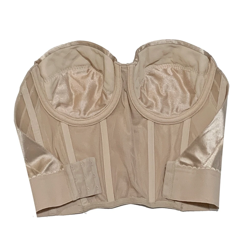 Sujetador Victoria's Secret Beige Satén Longline Sin Tirantes, Talla 34C Foto 2 de 3