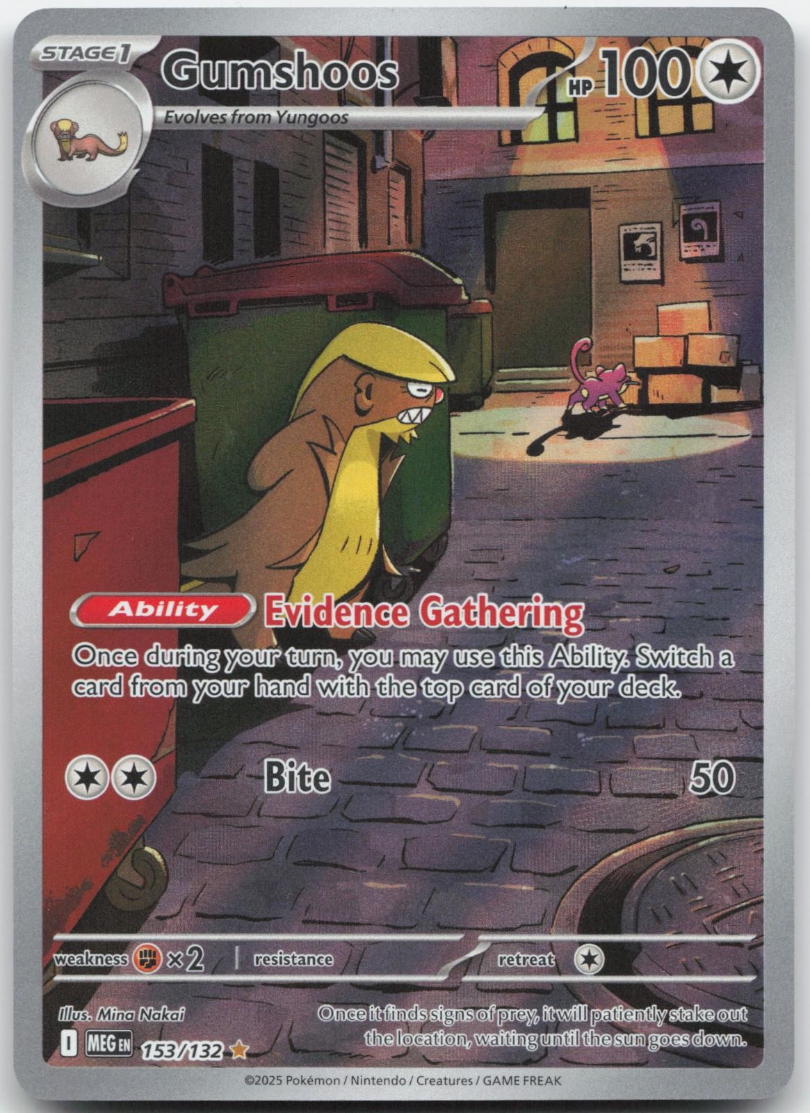 Gumshoos 153/132 Illustration Rare Mega Evolution Pokemon Holo Near Mint