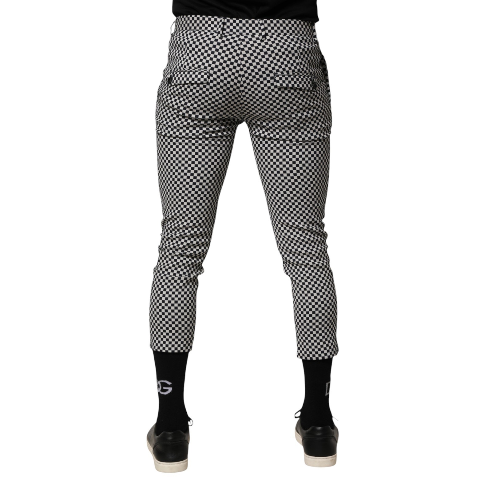 DANIELE ALESSANDRINI Pants Black White Checkered Men Cropped IT46/W32/S 400usd image 3