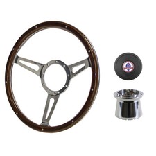 Woodgrain 14 9-bolt 1965 Gt350-style Steering Wheel Kit Mustang 67-73 W Bla...