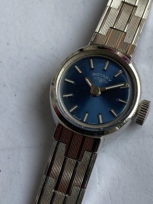 NEW NOS VINTAGE WOMEN'S WRISTWATCHROTARY BLUE DIAL  SWISS 17 JEWELS AS 1977/2