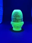 UV REACTIVE Fenton Burmese PAINTED/SIGNED Nature Scene Fairy Lamp 4.75"H READ