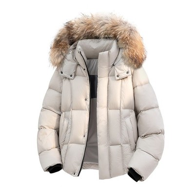 New Winter Womens Mink Fur Collar Hooded Duck Down Warm Jacket Thicken Outerwear