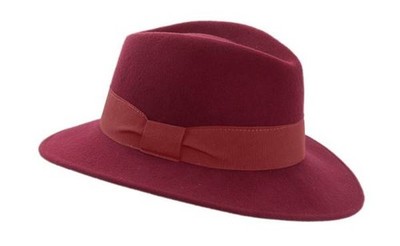 Faustmann Damen Fedora rot Filz Hut Herrenstil Hüte Wollfilz Hut