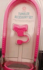Pink Tumbler Accessory Kit  Straw Topper, Strap & Sleeve Fits 40 oz Cups