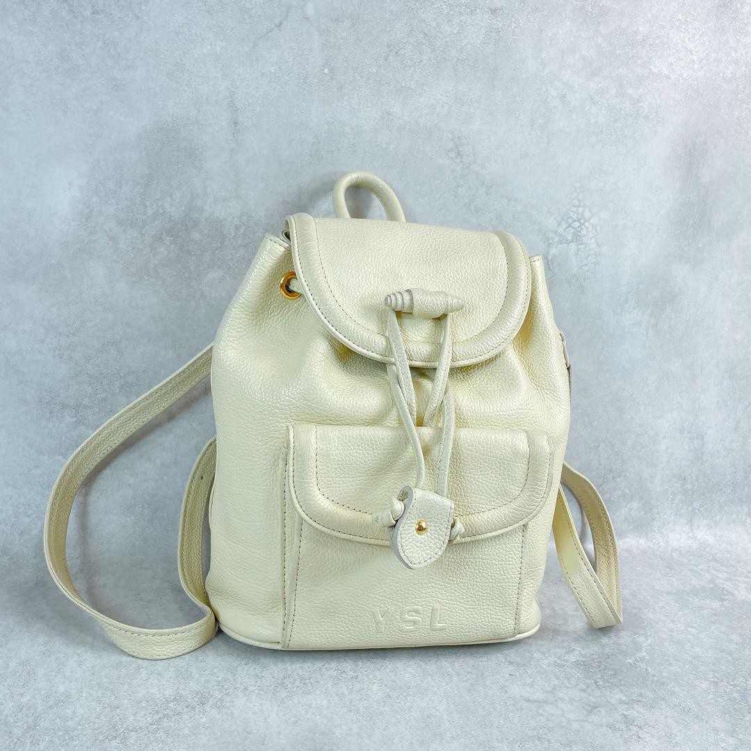 Zaino YSL Yves Saint Laurent borsa vintage pelle avorio dal Giappone