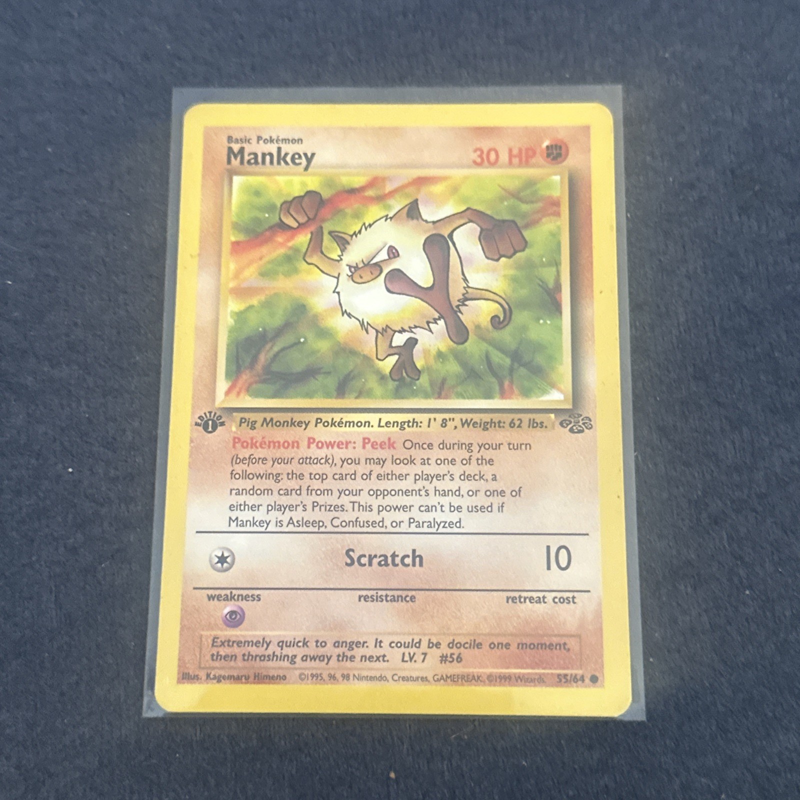 Pokemon TCG WoTC Mankey 55/64 Jungle Vintage Near Mint NM
