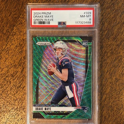 2024 Panini Prizm - PSA 8 Rookie Drake Maye #329 Green Wave Prizm (RC) Patriots