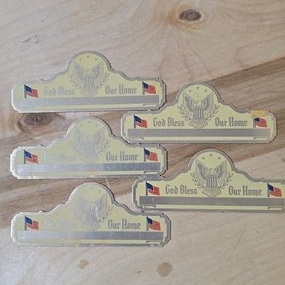 Set Of 5 Vntg Brass/Metal Social Security Card God Bless Our Home Identification