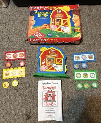 Fisher-Price Barnyard Bingo Missing 3 Tokens With Box & Instructions
