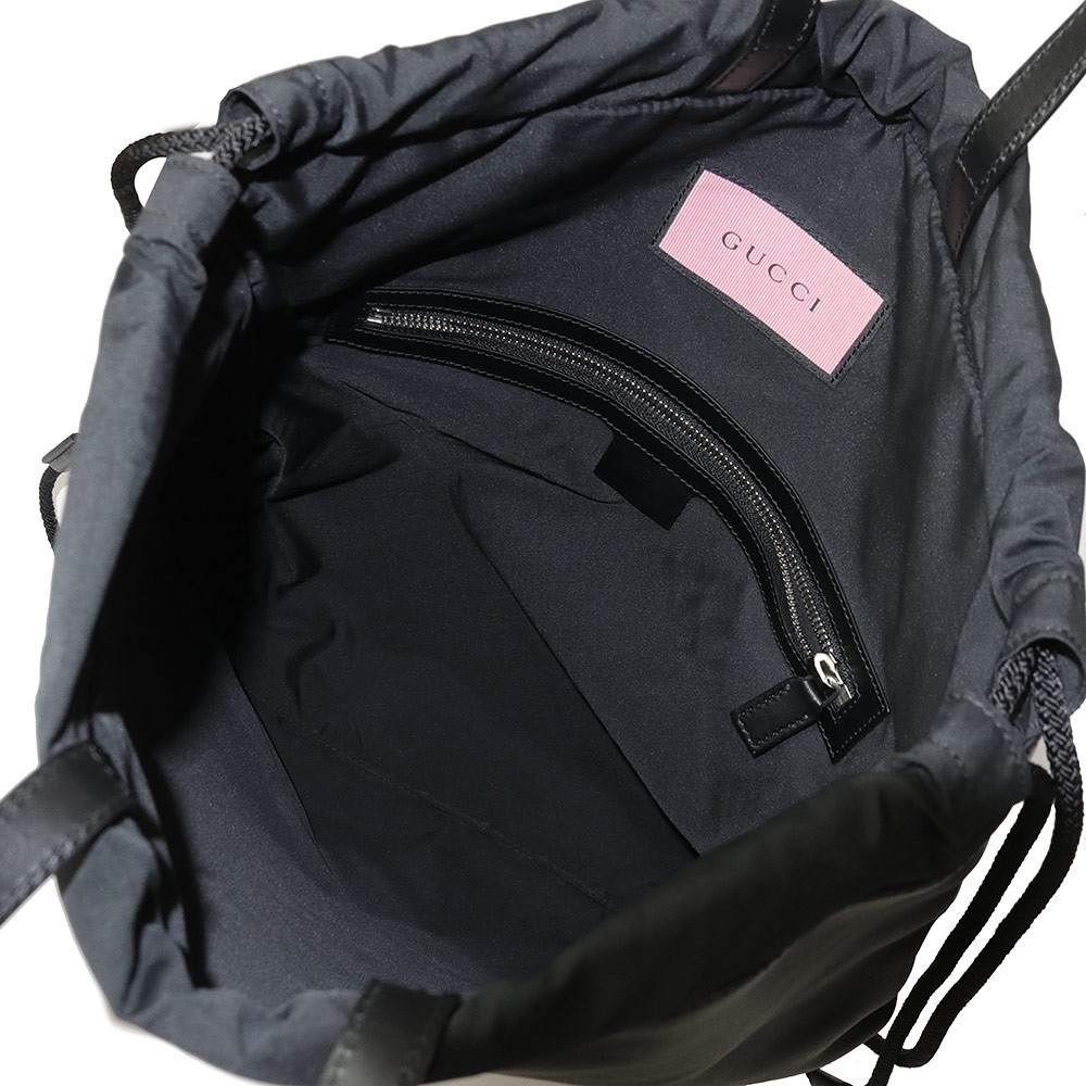GUCCI Ghost Logo Drawstring Knapsack 36x43cm Cowh… - image 3