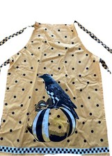 Brand New Mackenzie Childs Halloween crow  Woven Apron RARE 