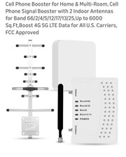 Cell Phone Signal Booster 2 Indoor Antenna 6000sqft 4G 5G LTE All Major Carriers