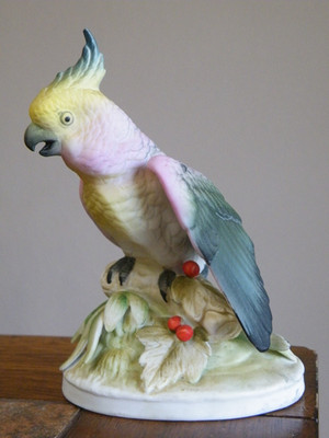 VINTAGE Lefton China COCKATOO PARROT Bird FIGURINE 5'' Tall  KW 142 FREE SHIP