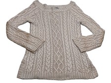 Vintage Ralph Lauren Blue Label Linen Blend Heavy Cable Knit Sweater Sz L