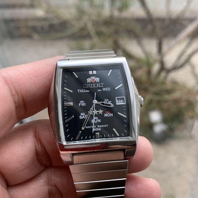 ORIENT Rectangular Auto Watch Black Dial OH 2025 Vintage Bracelet