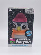 Nee Doh Polar Glow Penguin Super Solid Squish Squeeze Toy, Glows in the Dark