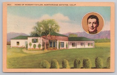 Heimat von Robert Taylor Northridge Estates CA Filmstar Vintage Postkarte