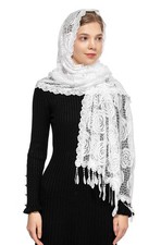 Rose Rectangular Chapel Veil Scarf Catholic Church Veils Mantilla Wrap Shawl ...