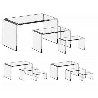 9 Pc Clear Acrylic Display Risers Set Jewelry Showcase Stands Countertop