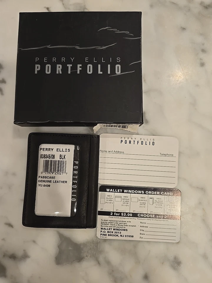 Perry Ellis Men's Leather Bifold Wallet Passcase Black - Image 2 of 4