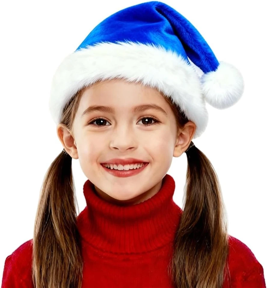 Sombrero de Navidad de terciopelo para niños, sombrero de Santa sombrero de Navidad cómodo sombrero de vacaciones de piel gruesa Foto 2 de 4