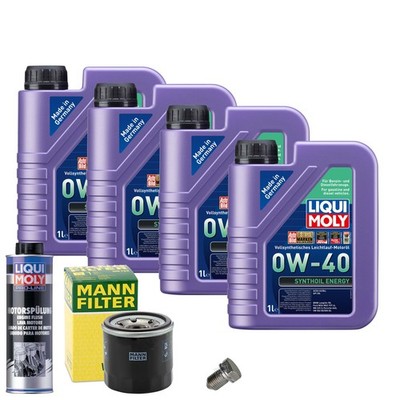 Motoröl 0W40 LIQUI MOLY 4L+MANN Ölfilter+Spülung+Ölablassschraube