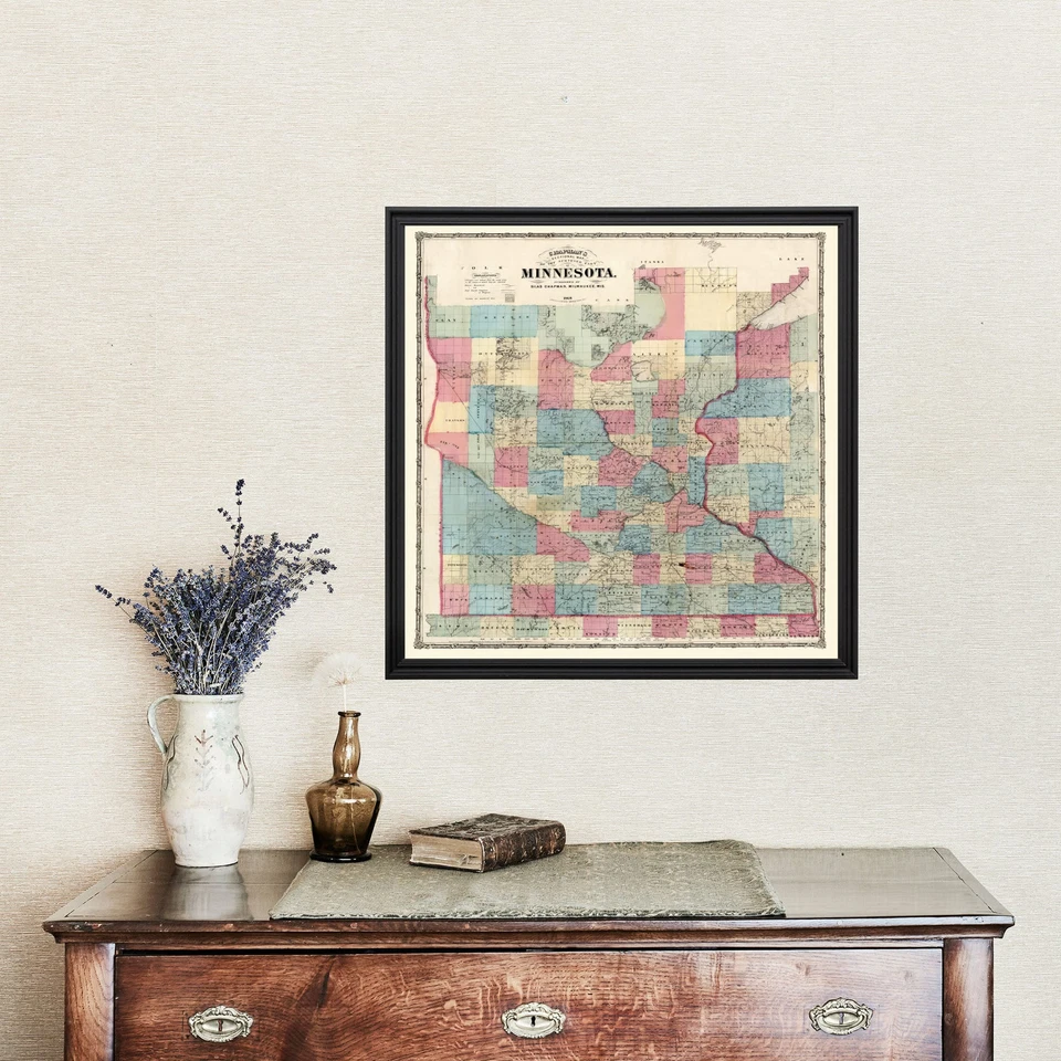 Old Map of Minnesota 1868 - Vintage Minnesota Art - Image 4 of 4