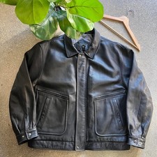 Vintage 90's men's black RBM leather bomber jacket