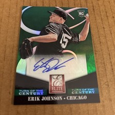 2014 Elite Century AUTO GREEN Erik Johnson RC #54 White Sox Baseball Card (f3)