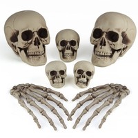 Halloween Skelett Totenkopf HäNde Deko Set Friedhof Party 7 StüCk Gruseliges Set