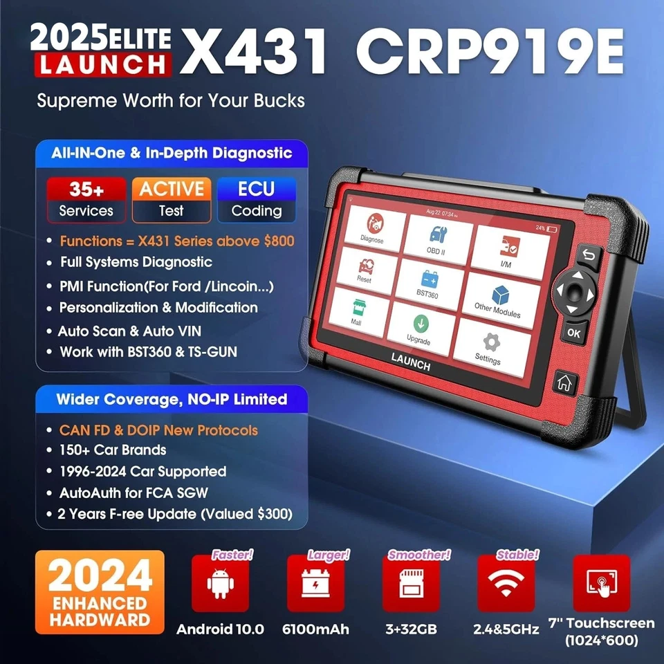 LAUNCH X431 CRP919E Auto Full Diagnostic Bidirectional Scan Tool ECU Programming - Image 4 of 4