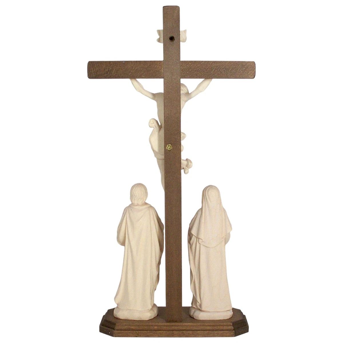 HOLZ KREUZIGUNGSGRUPPE – Stehbalken 24 cm – Maria & Johannes fix – naturbelassen